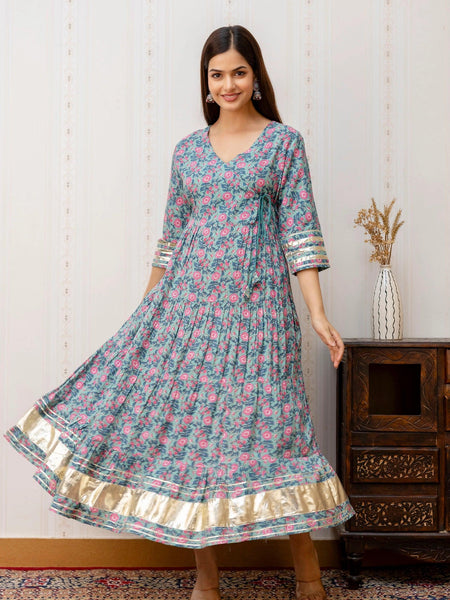 Bairaj Rama Designer Women Anarkali Kurta With Dupatta Set