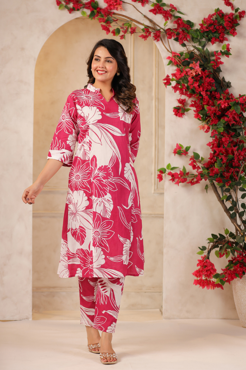 Women's Floral Printed Straight Co-ord Set