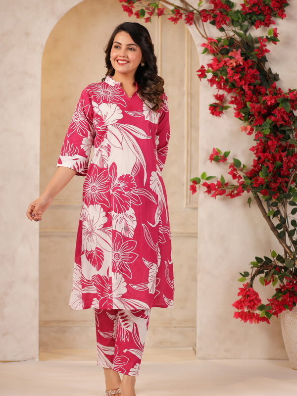 Women's Floral Printed Straight Co-ord Set
