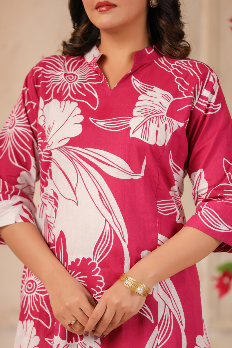 Women's Floral Printed Straight Co-ord Set