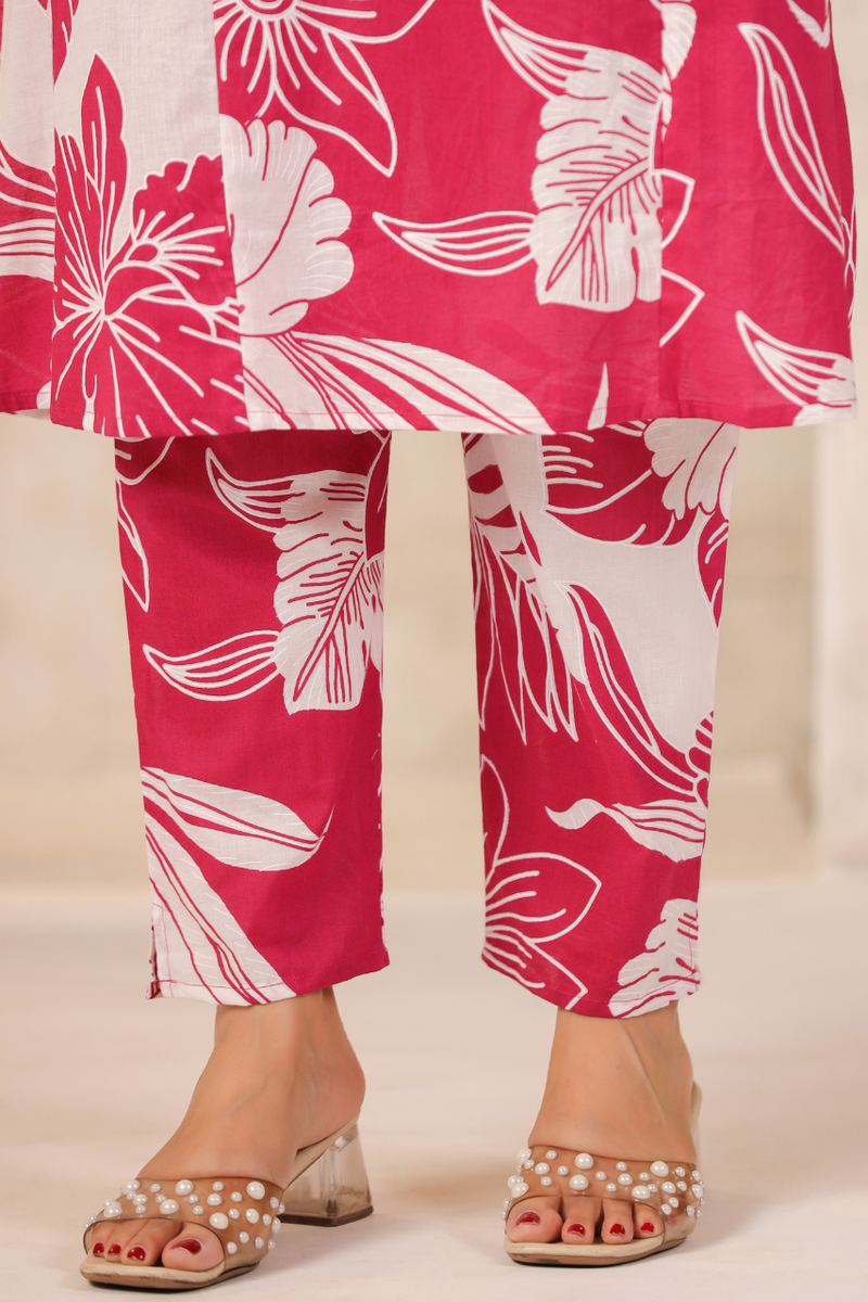 Women's Floral Printed Straight Co-ord Set