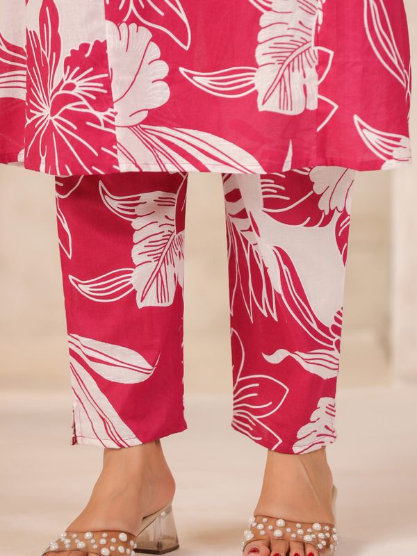 Women's Floral Printed Straight Co-ord Set
