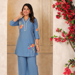 Women's Floral Printed Straight Co-ord Set