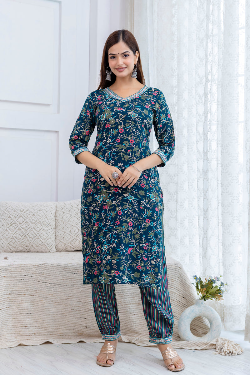 Women Printed Kurta and Pant Set With Dupatta | Ethnic Set | Dupatta Set | Kurta Set