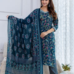 Women Printed Kurta and Pant Set With Dupatta | Ethnic Set | Dupatta Set | Kurta Set