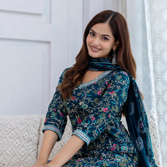 Women Printed Kurta and Pant Set With Dupatta | Ethnic Set | Dupatta Set | Kurta Set