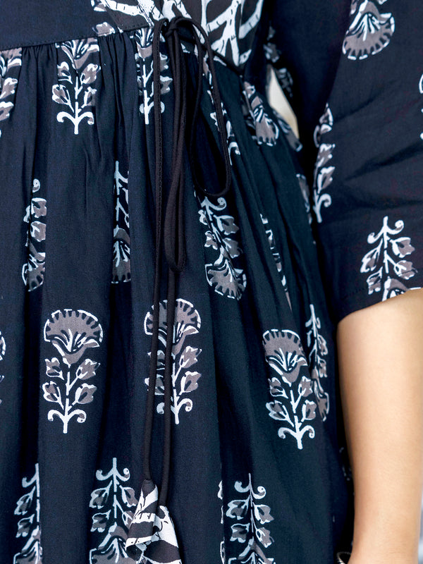 Women Block printed Angarakha Kurta and pant Set with Dupatta