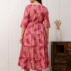 Women Printed Cotton Rayon Anarkali Kurta