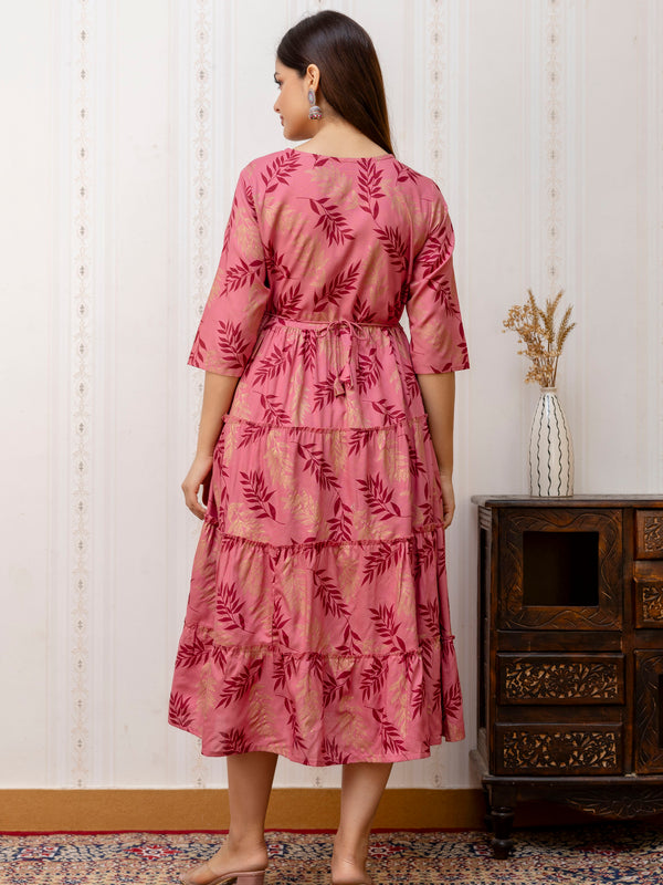 Women Printed Cotton Rayon Anarkali Kurta