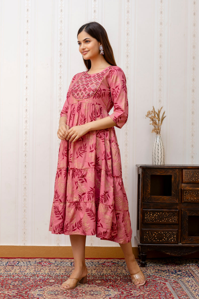 Women Printed Cotton Rayon Anarkali Kurta