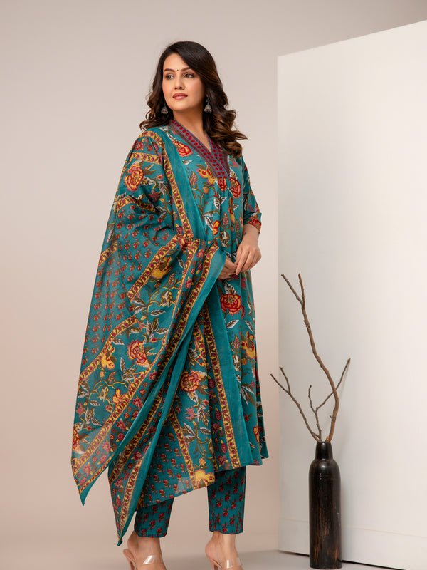 Women Floral Print Straight Kurta Set