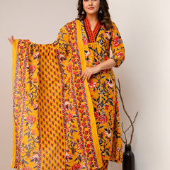 Women Floral Print Straight Kurta Set