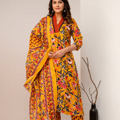 Women Floral Print Straight Kurta Set
