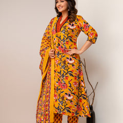 Women Floral Print Straight Kurta Set