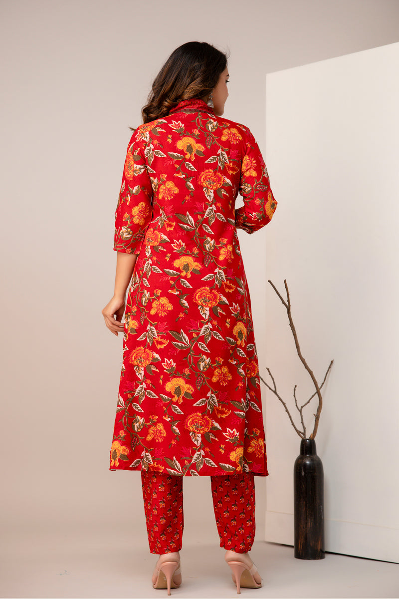 Women Viscose Rayon Kurta Pant Dupatta Set