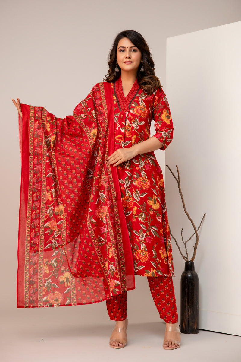 Women Viscose Rayon Kurta Pant Dupatta Set