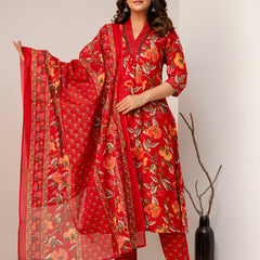 Women Viscose Rayon Kurta Pant Dupatta Set