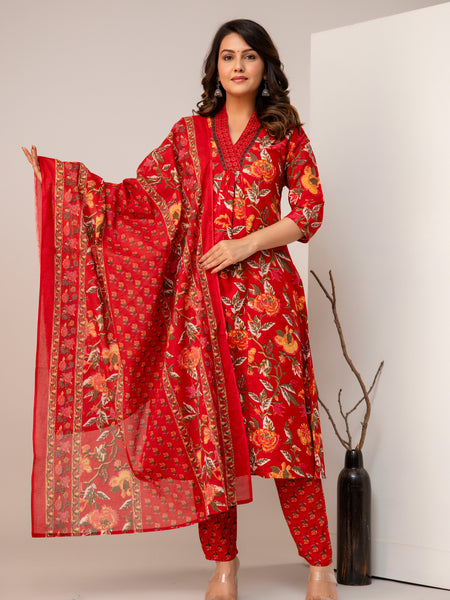 Women Viscose Rayon Kurta Pant Dupatta Set