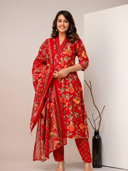 Women Viscose Rayon Kurta Pant Dupatta Set