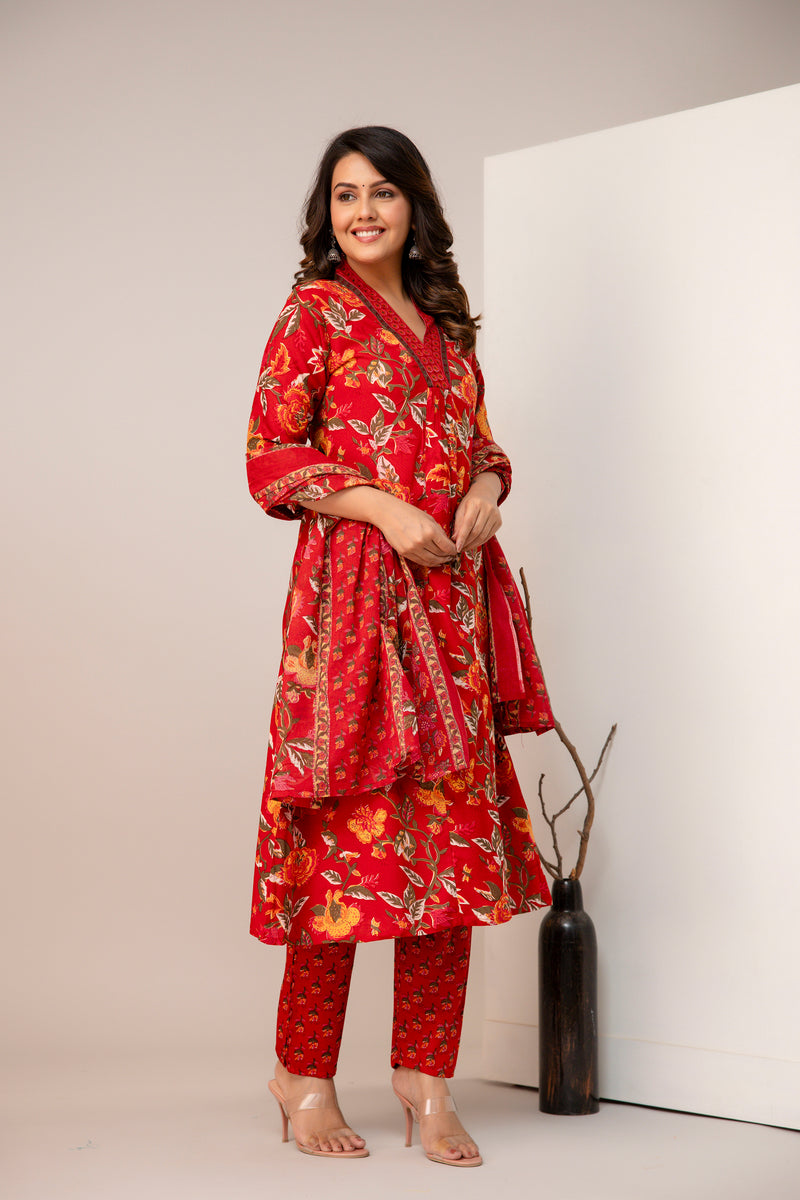 Women Viscose Rayon Kurta Pant Dupatta Set