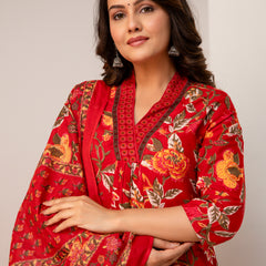 Women Viscose Rayon Kurta Pant Dupatta Set