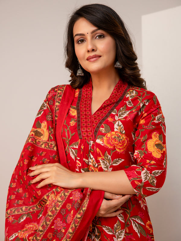 Women Floral Print Straight Kurta Set