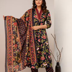 Women Floral Print Straight Kurta Set