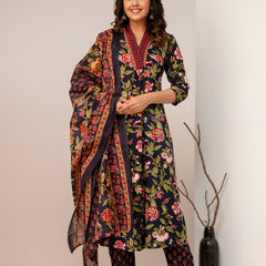 Women Floral Print Straight Kurta Set