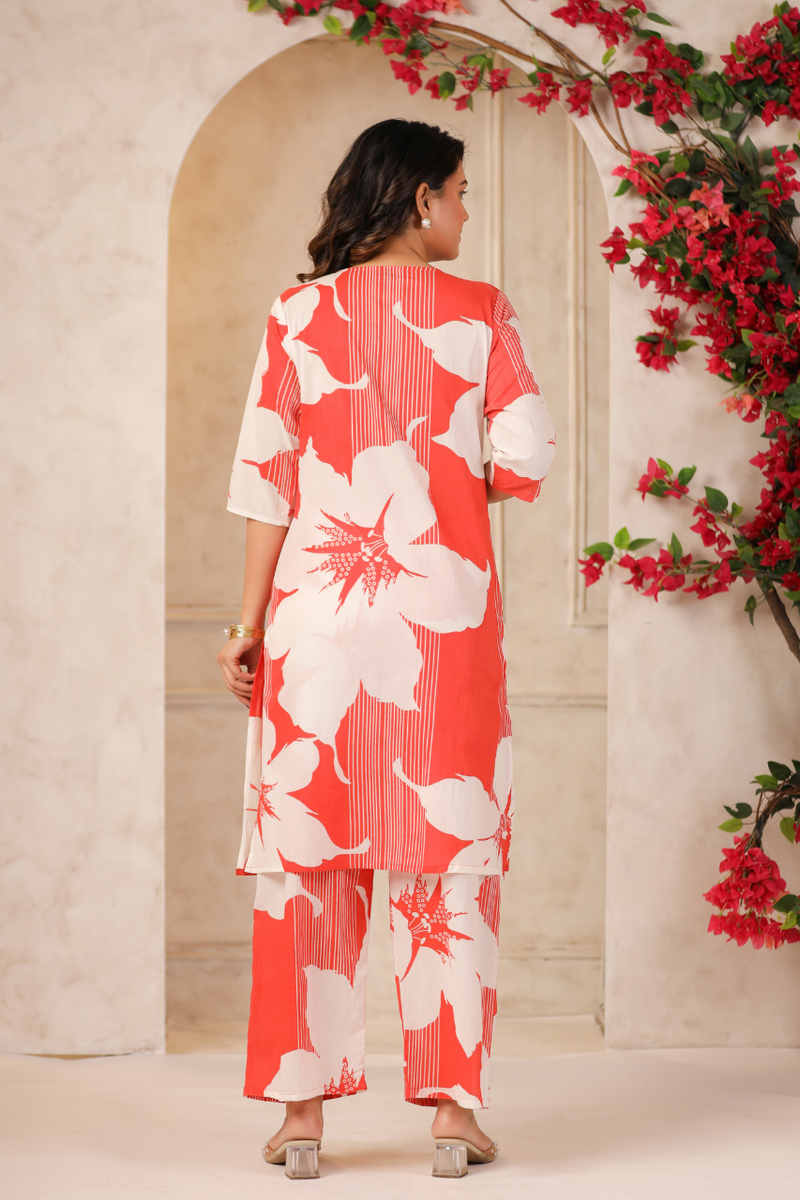 Women's Floral Printed Straight Co-ord Set