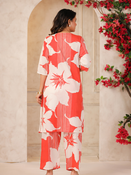 Women's Floral Printed Straight Co-ord Set
