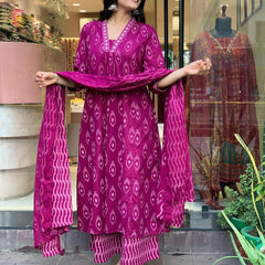 Women’s Stylish Embroidery Work Long Kurta Set with Dupatta | Elegant Ethnic Wear for Festive & Casual Occasions