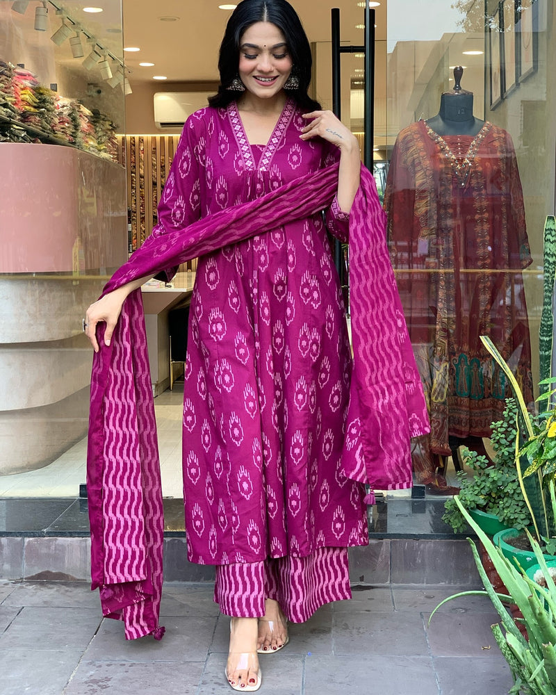 Women’s Stylish Embroidery Work Long Kurta Set with Dupatta | Elegant Ethnic Wear for Festive & Casual Occasions
