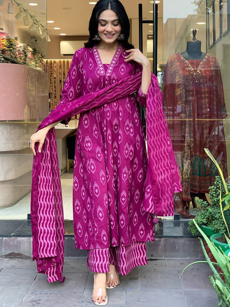 Women’s Stylish Embroidery Work Long Kurta Set with Dupatta | Elegant Ethnic Wear for Festive & Casual Occasions