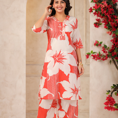 Women's Floral Printed Straight Co-ord Set