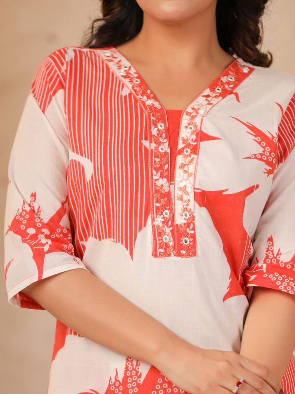 Women's Floral Printed Straight Co-ord Set