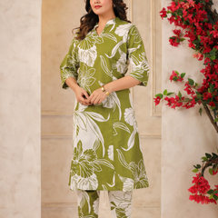 Women's Floral Printed Straight Co-ord Set