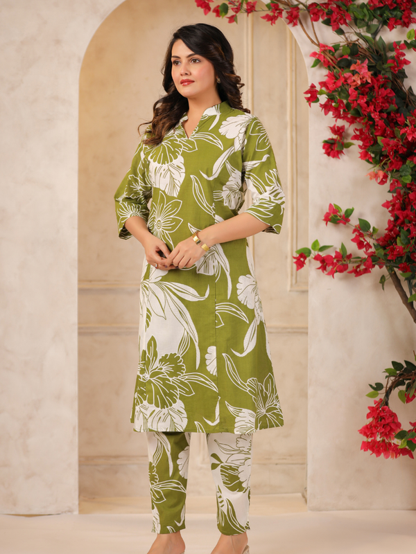 Women's Floral Printed Straight Co-ord Set