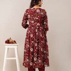 Women Floral Print Viscose Rayon Ethnic Dress With Attached Dupatta