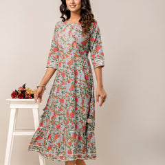 Women Floral Embroidered Gotta Patti Anarkali Kurta