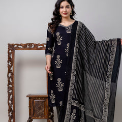 Women Printed Straight Kurta and Pant set with Dupatta