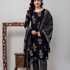 Women Printed Straight Kurta and Pant set with Dupatta