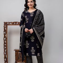 Women Printed Straight Kurta and Pant set with Dupatta