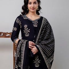 Women Printed Straight Kurta and Pant set with Dupatta