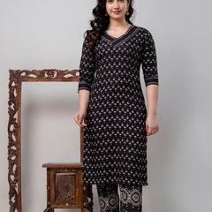 Women Printed A-Line Kurta With Pants & Dupatta