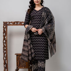 Women Printed A-Line Kurta With Pants & Dupatta