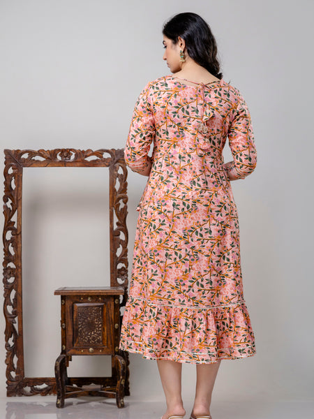 Women Ethnic Motifs Printed Flared Sleeves Mirror Work Floral Anarkali Kurta