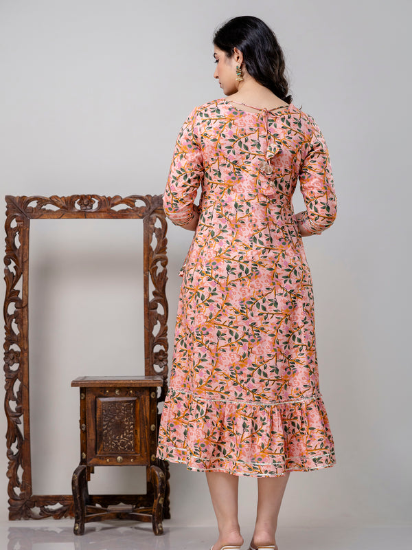 Women Ethnic Motifs Printed Flared Sleeves Mirror Work Floral Anarkali Kurta