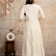 Hand Block Printed Pure Cotton Kurta with Trousers & Dupatta Set