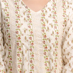 Hand Block Printed Pure Cotton Kurta with Trousers & Dupatta Set