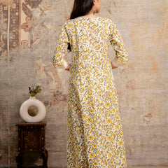 Hand Block Printed Pure Cotton Kurta with Trousers & Dupatta Set
